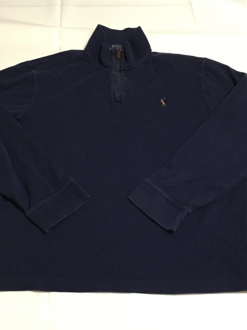 Polo Ralph Lauren Estate Rib Quarter Zip Sweater Size Large Blue Preppy